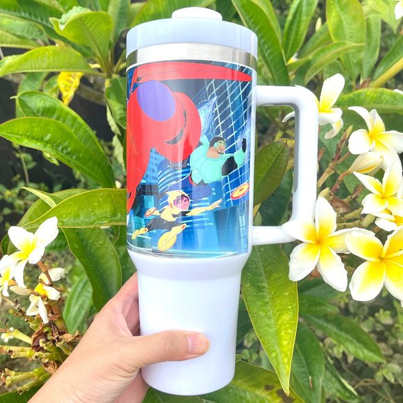 Disney Big Hero 6 Baymax 40 oz Tumbler/Water bottle/Mug with hand carry … - Picture 3 of 15